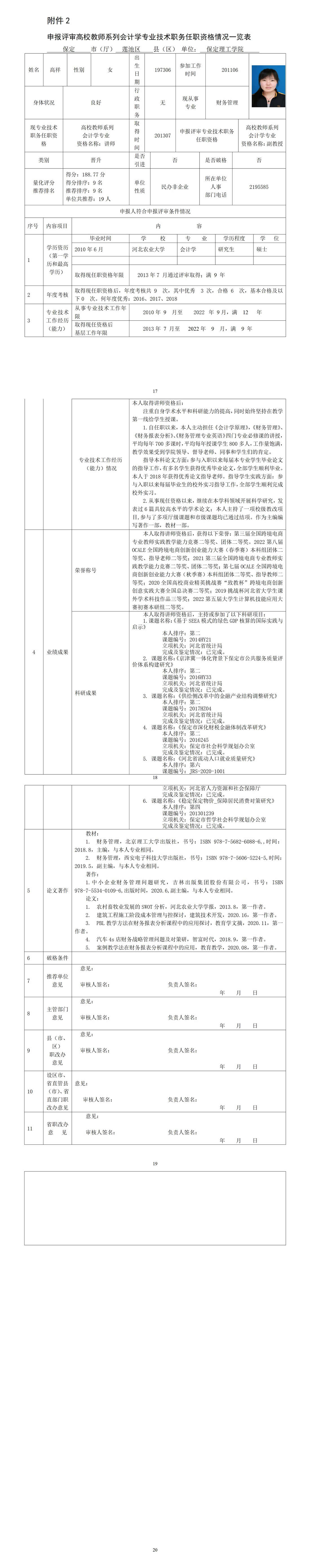 高祥任职资格情况一览表